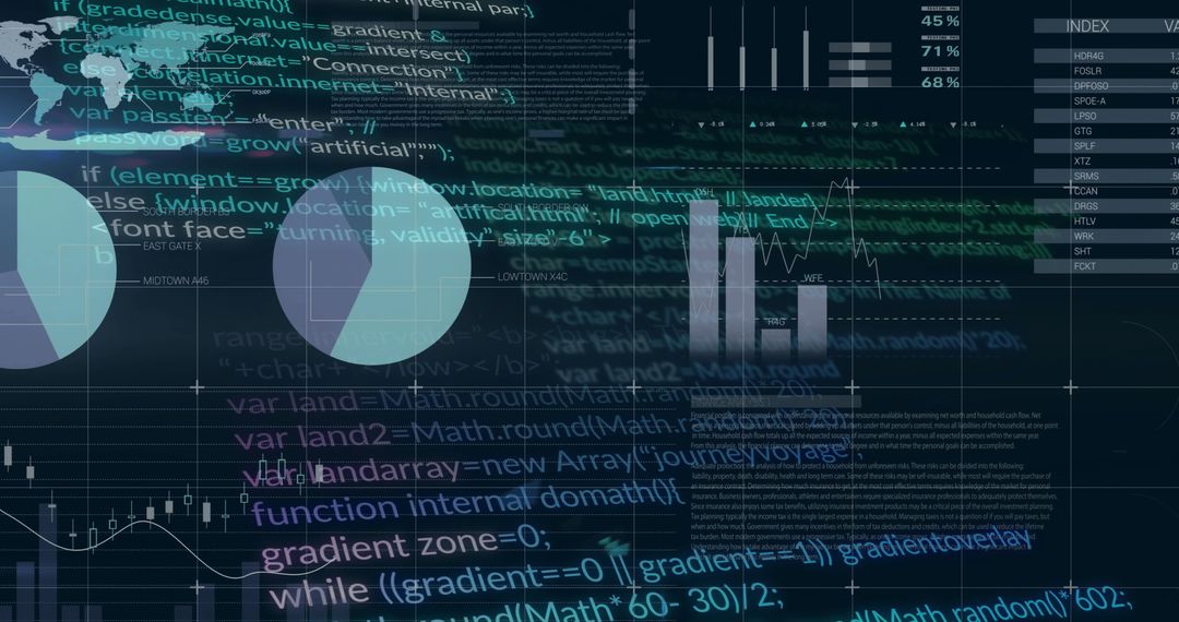 Abstract Technology Dashboard with Code and Analytics