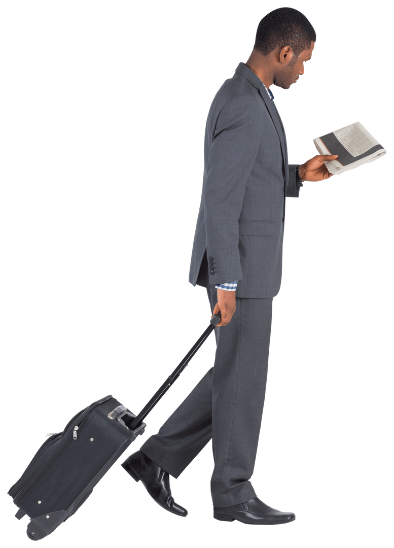 Transparent Businessman Reading Booking While Traveling