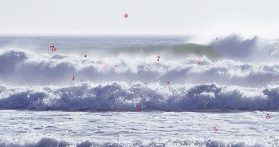 Powerful Ocean Waves Rolling and Crashing Toward Shore with White Foam and Sea Spray