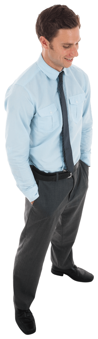 Transparent Smiling Businessman Standing Confidently in Suit
