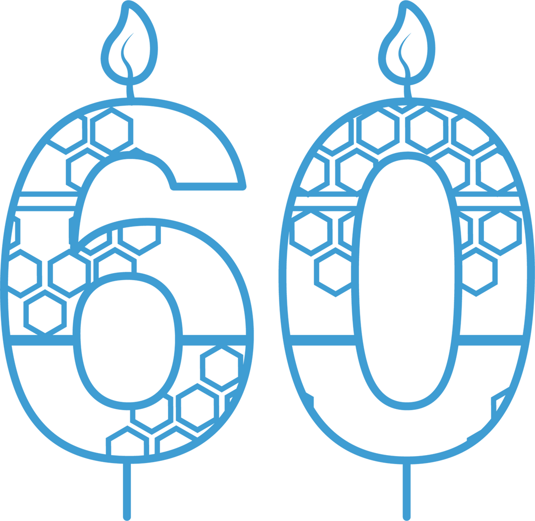 Blue Birthday Candle 60 on Transparent Background with Decorative Pattern - Download Free Stock Images Pikwizard.com