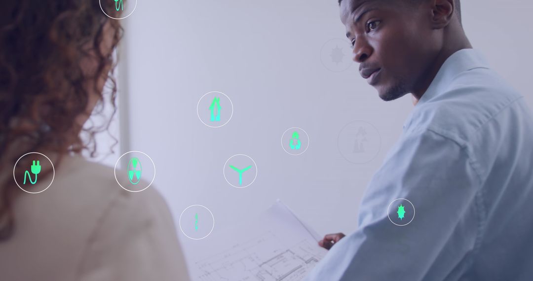 Diverse Business Professionals Discussing Sustainable Solutions