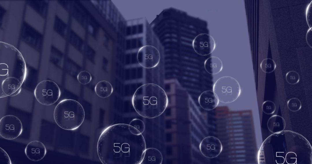 5G Network Concept with Cityscape Background and Digital Connections