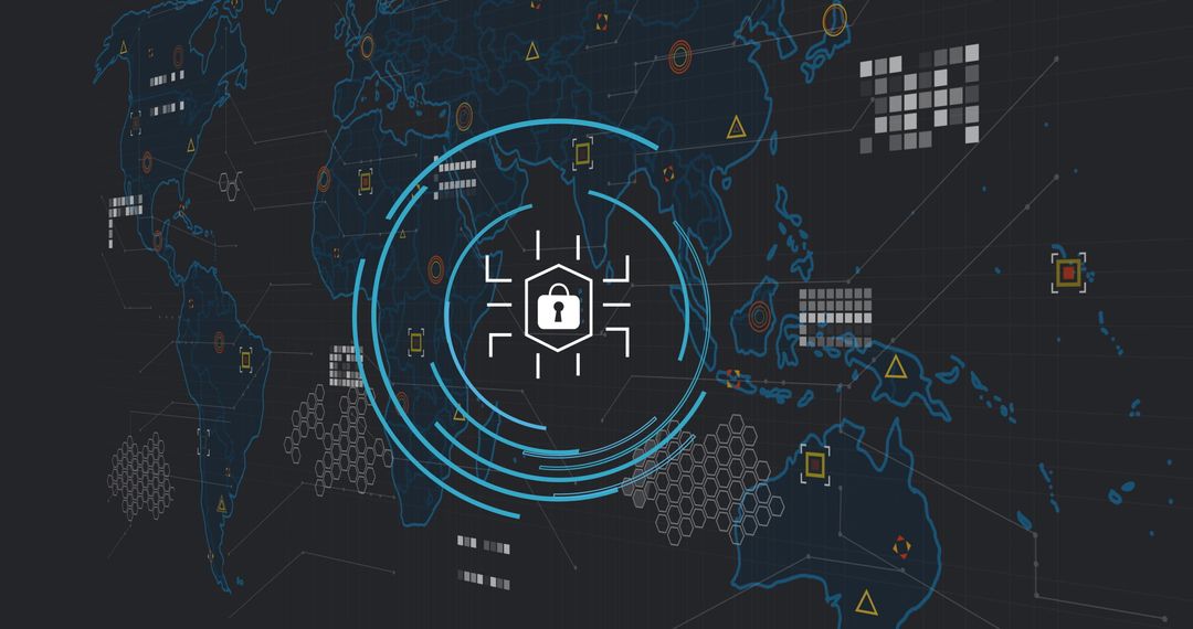 Digital Security Interface with Global Network Map Visualization