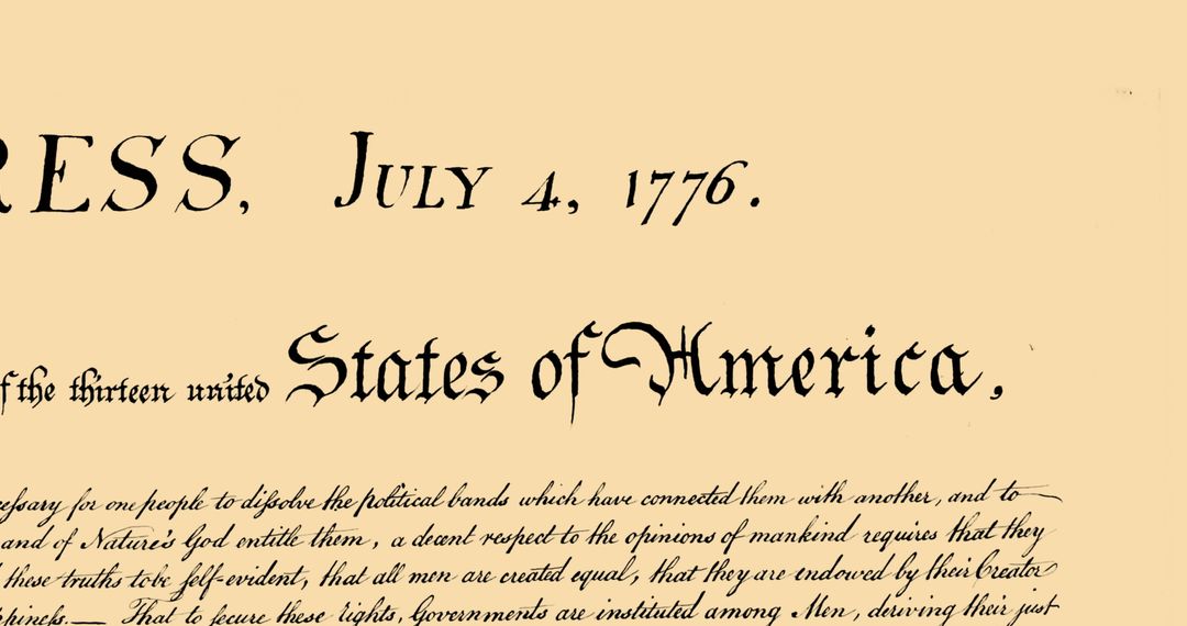 Illuminated July 4, 1776 Declaration Passage Close-Up