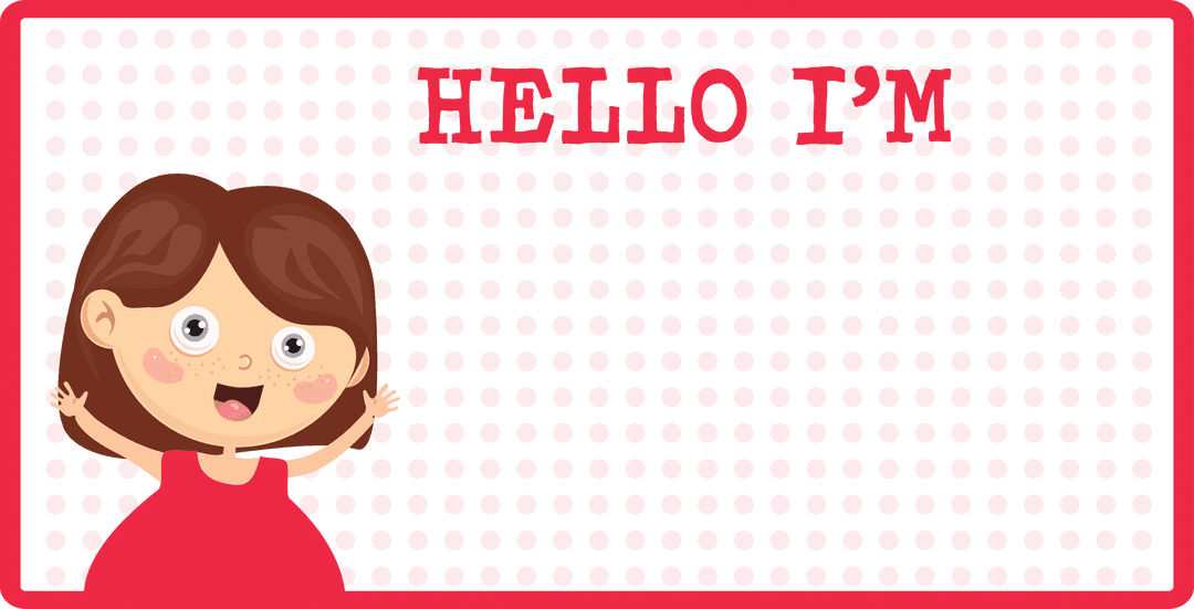 Digital Illustration of Woman with 'Hello I Am' on Transparent Background