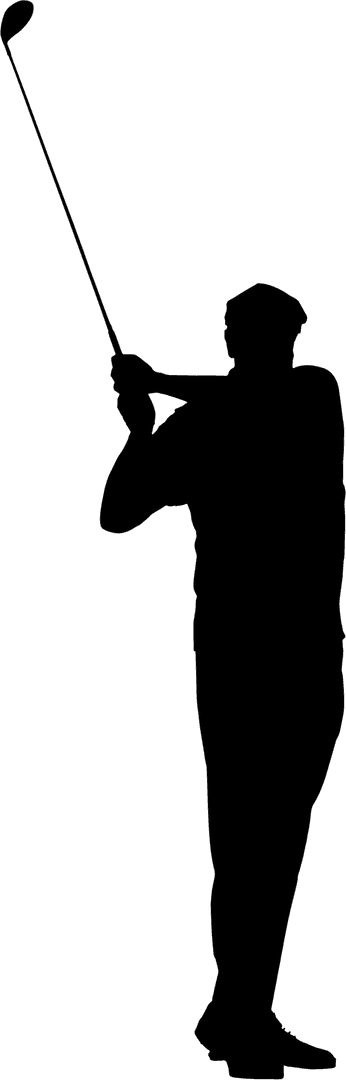 Silhouette of Golf Player on Transparent Background