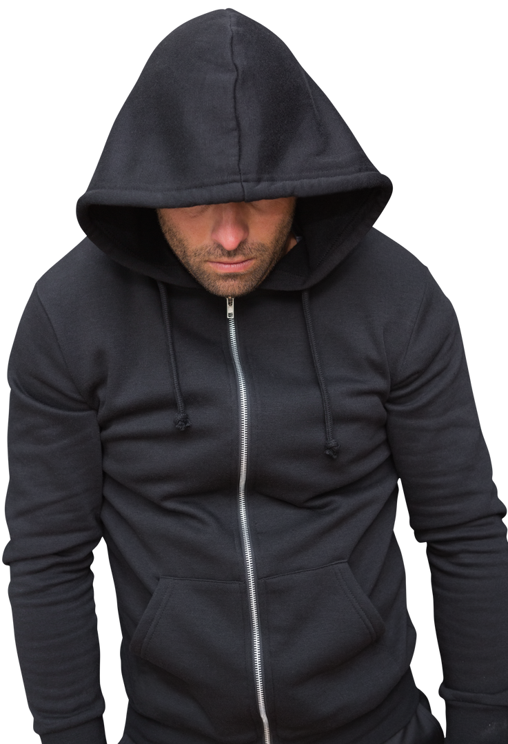 Man with Black Hooded Jacket Hiding Face Transparent Background - Download Free Stock Images Pikwizard.com