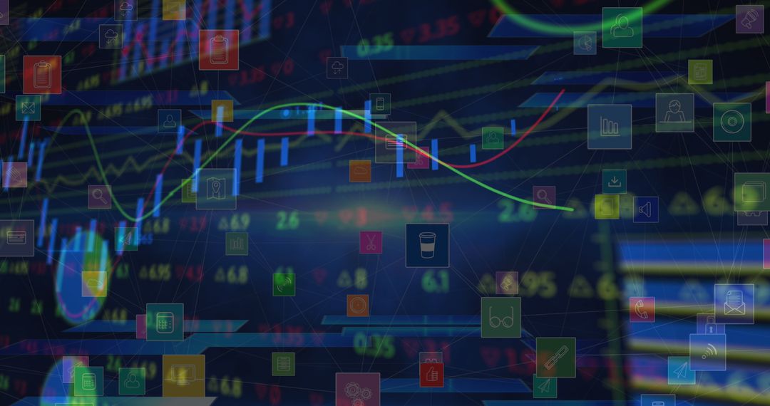 Data Visualization Graphs on Digital Interface Background