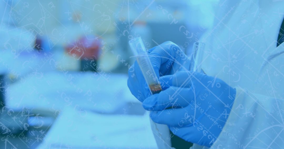 Innovative Scientist Analyzing Lab Samples with Mathematical Interface