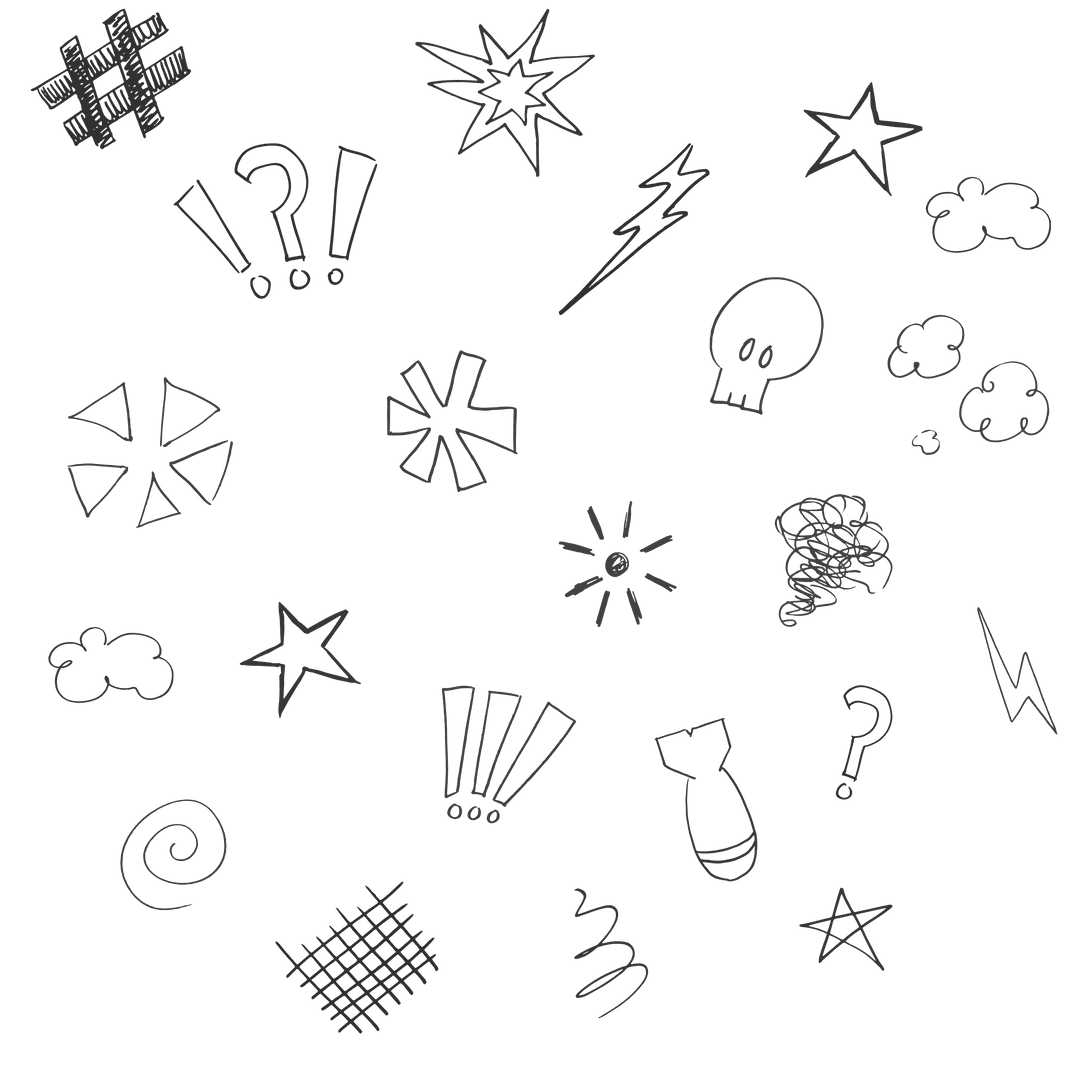 Transparent Black Cartoon Communication Symbols Collection