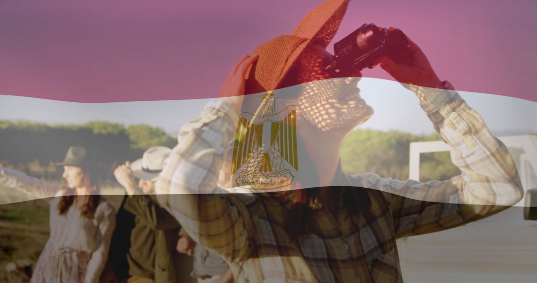 Outdoor Adventure Enthusiast Exploring Landscape with Binoculars