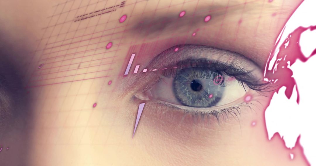 Close-Up View of Eye with Digital Data Overlay