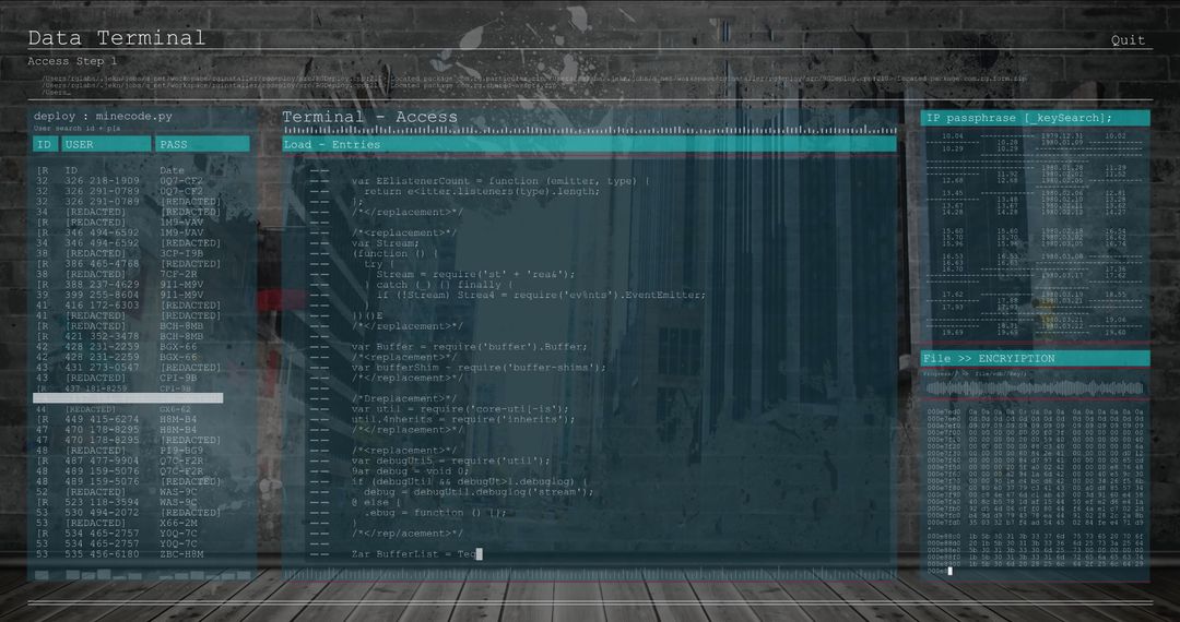 Futuristic Holographic Data Terminal Spanning Industrial Space