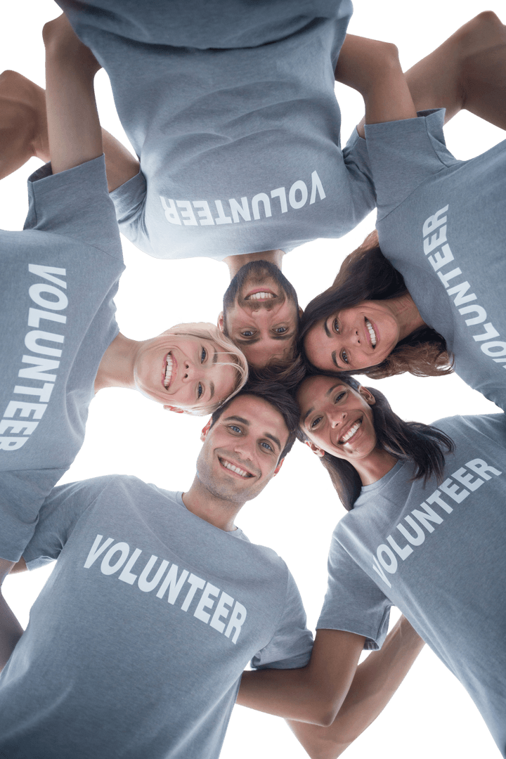 Diverse Group of Happy Volunteers On Transparent Background