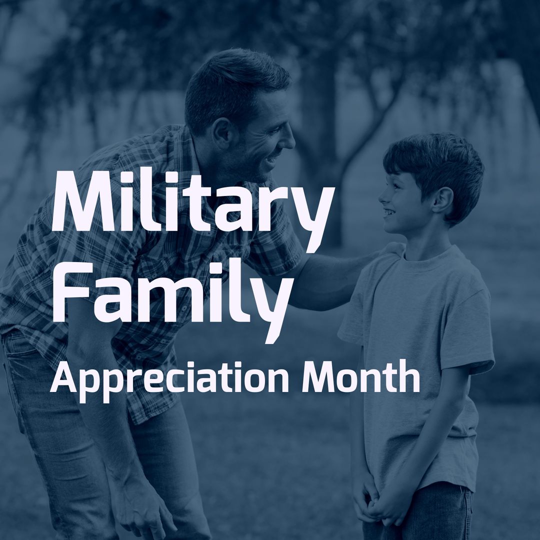 Military Family Appreciation with Father and Son Spending Time Together