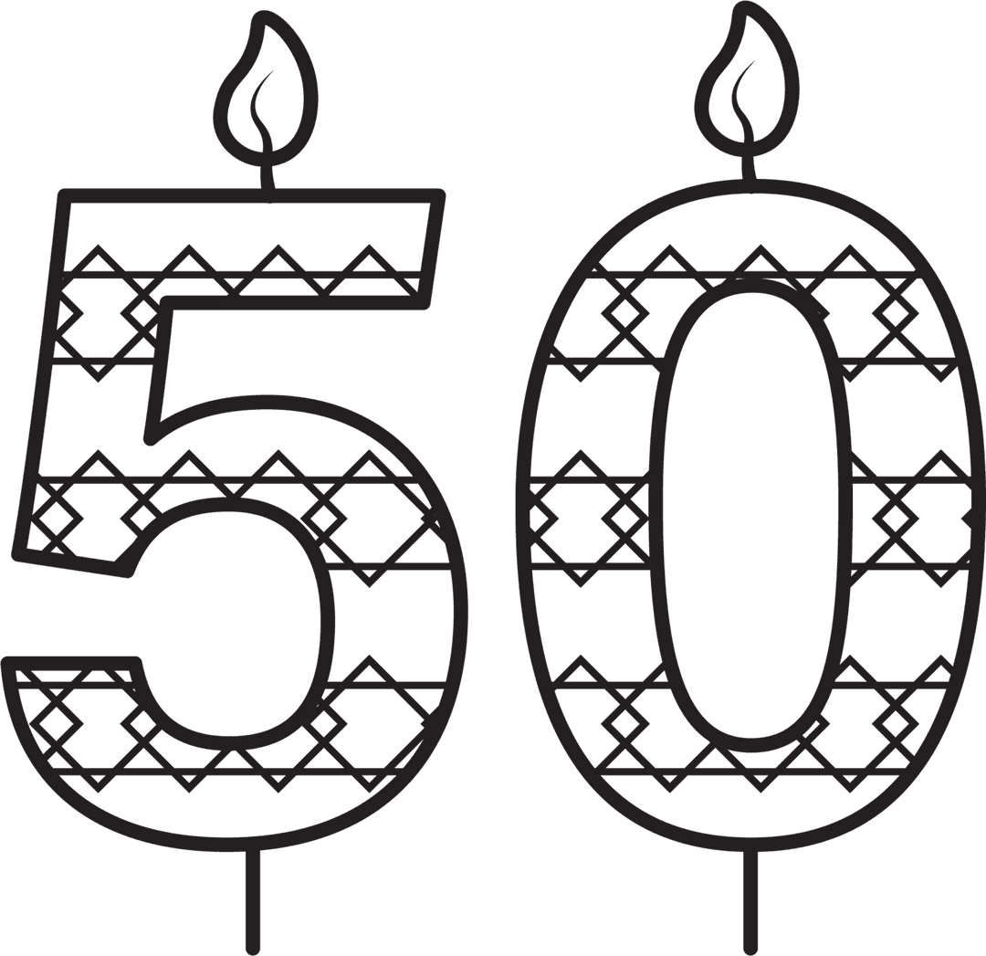 Transparent Birthday Candle Illustrating Number 50