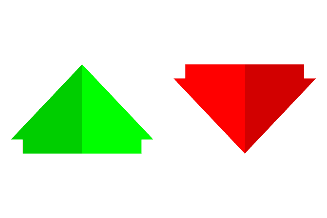 Transparent Green Up Arrow and Red Down Arrow Symbols