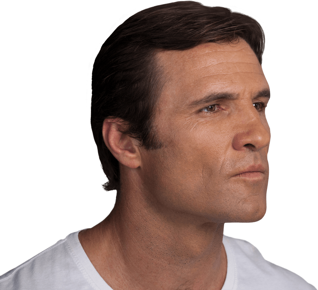 Thoughtful Mature Man Looking Away with Transparent Background
