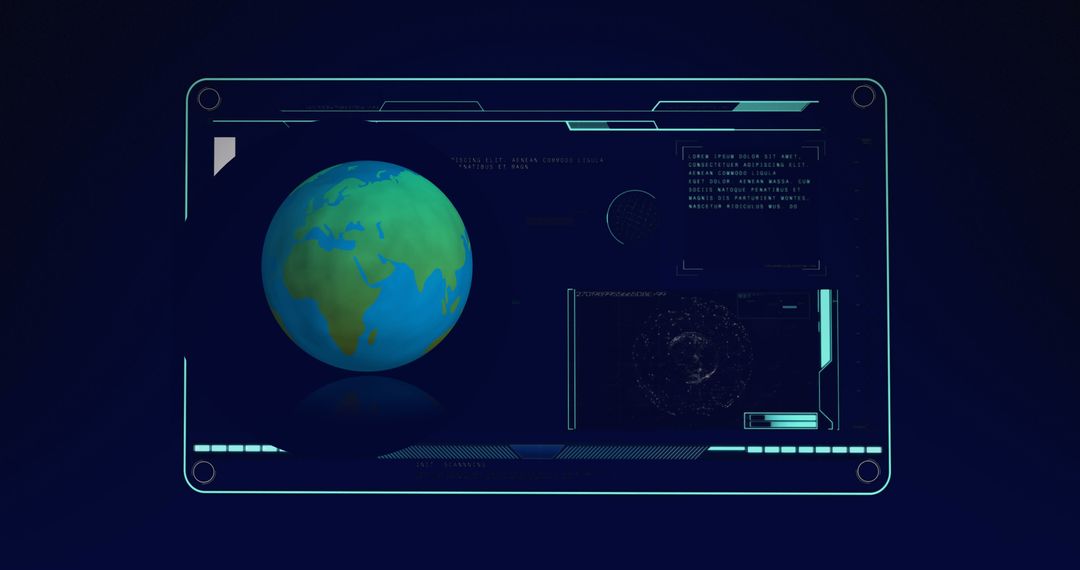 3D Digital Globe and Data Interface on Black Background