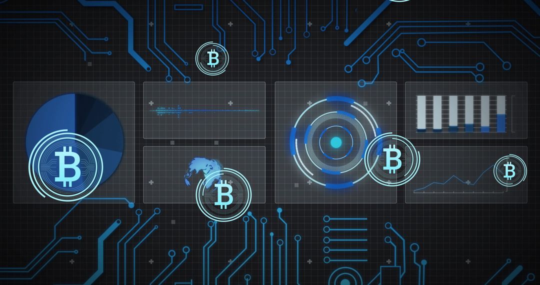 Bitcoin and Data Analytics Symbolizing Digital Economy