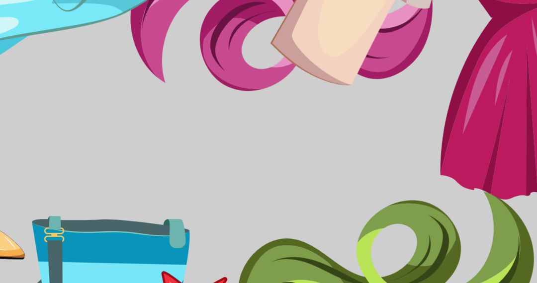 Colorful Fashion Accessories Illustration with Copy Space