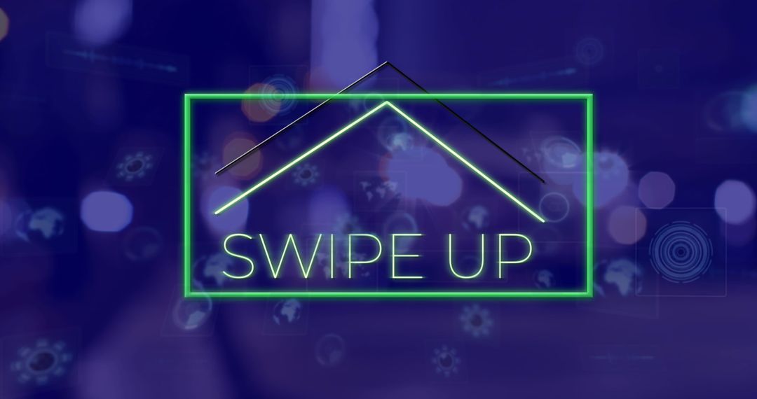 Swipe Up Text over Street Scene with Technology Interface