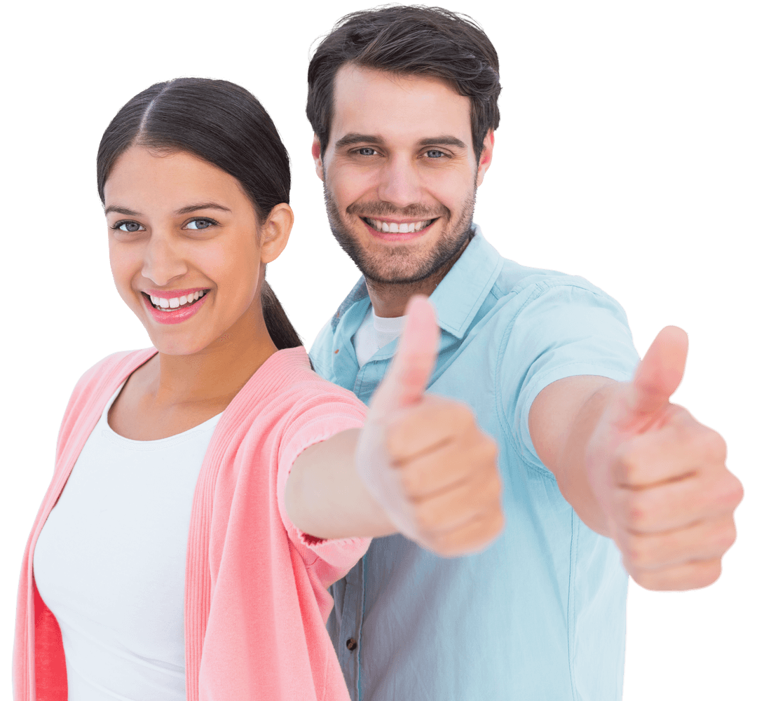Happy Couple Showing Thumbs Up With Transparent Background