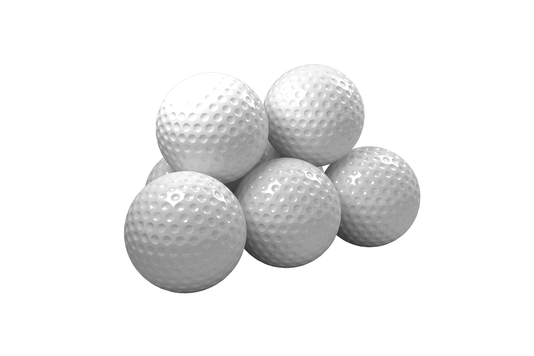 Cluster of White Golf Balls on Transparent Background