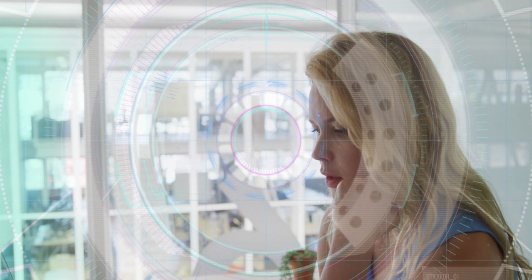 Businesswoman Analyzed by Futuristic Scanning Technology