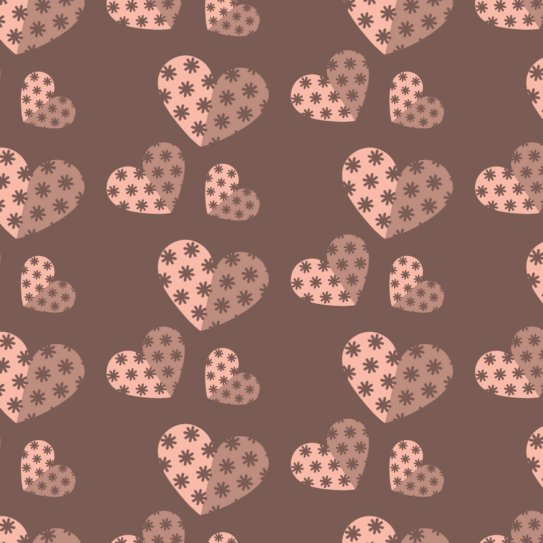 Transparent Pink Heart Pattern Background with Brown Details