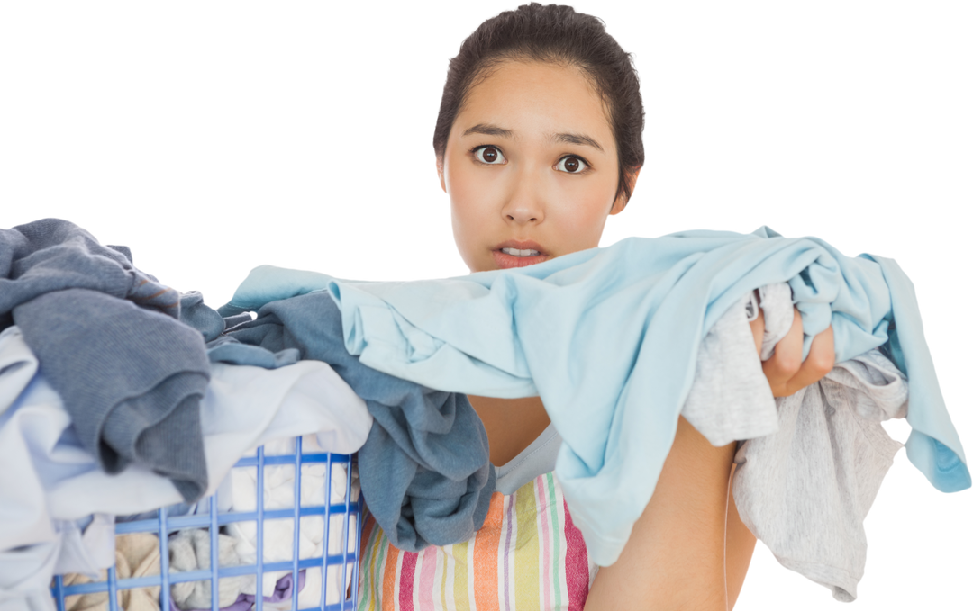 Transparent Background Frowning Woman Doing Laundry - Download Free Stock Images Pikwizard.com