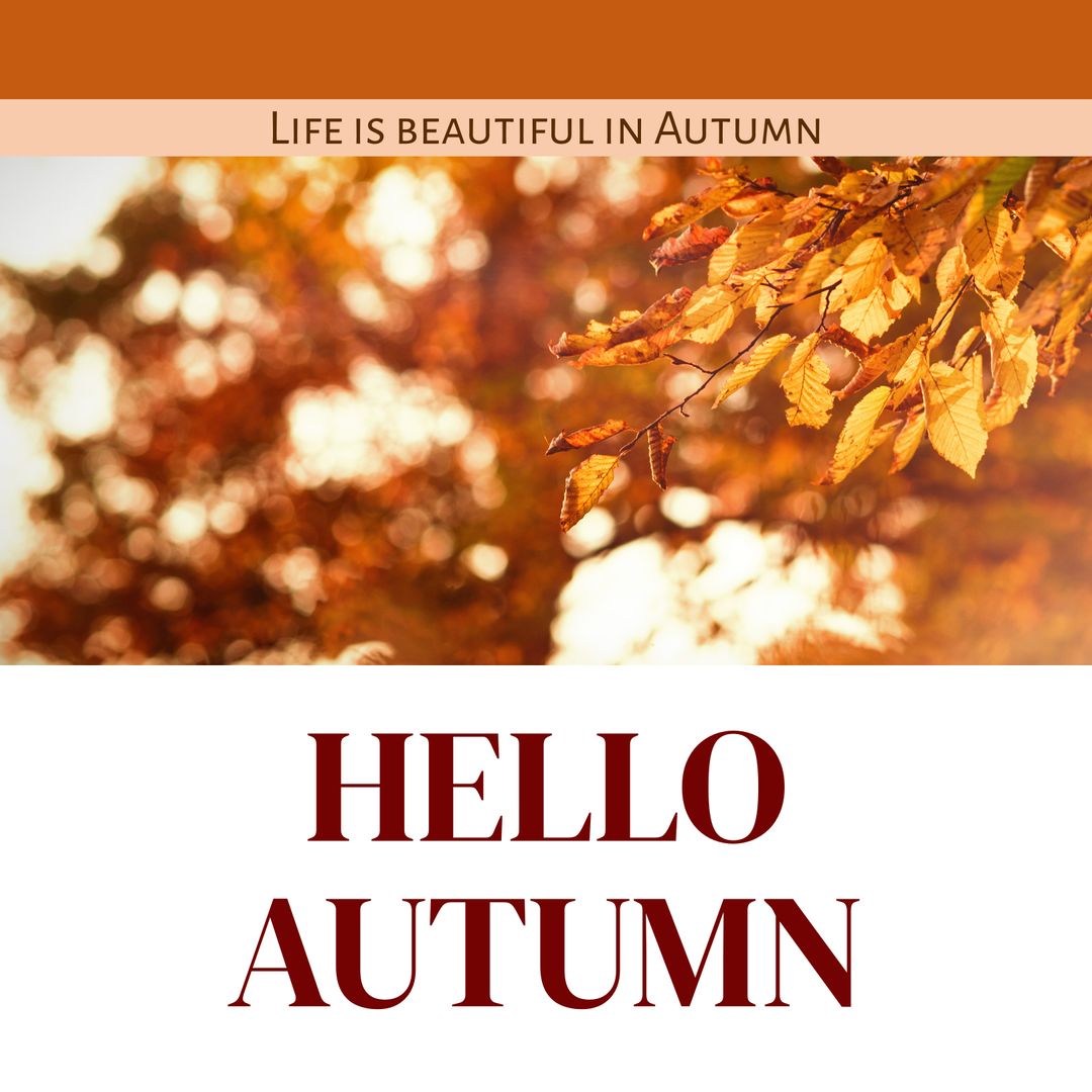 Vibrant Autumn Leaves with Inspirational Text Overlay