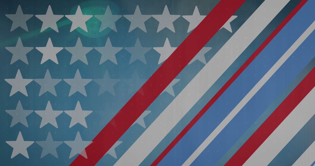 American Flag with Digital Data Overlay Concept