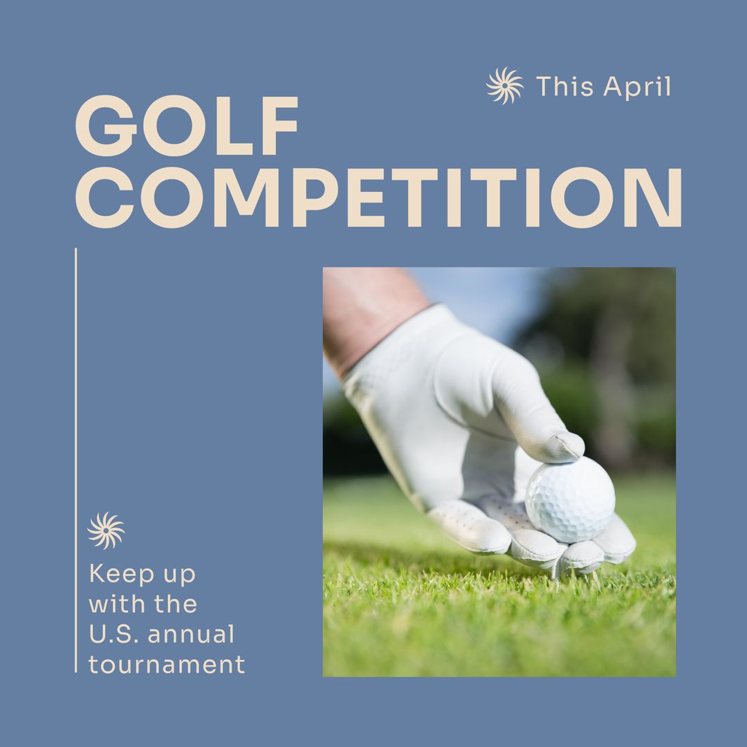 Promotional Poster for April Golf Competition with Image of Player's Hand - Download Free Stock Templates Pikwizard.com