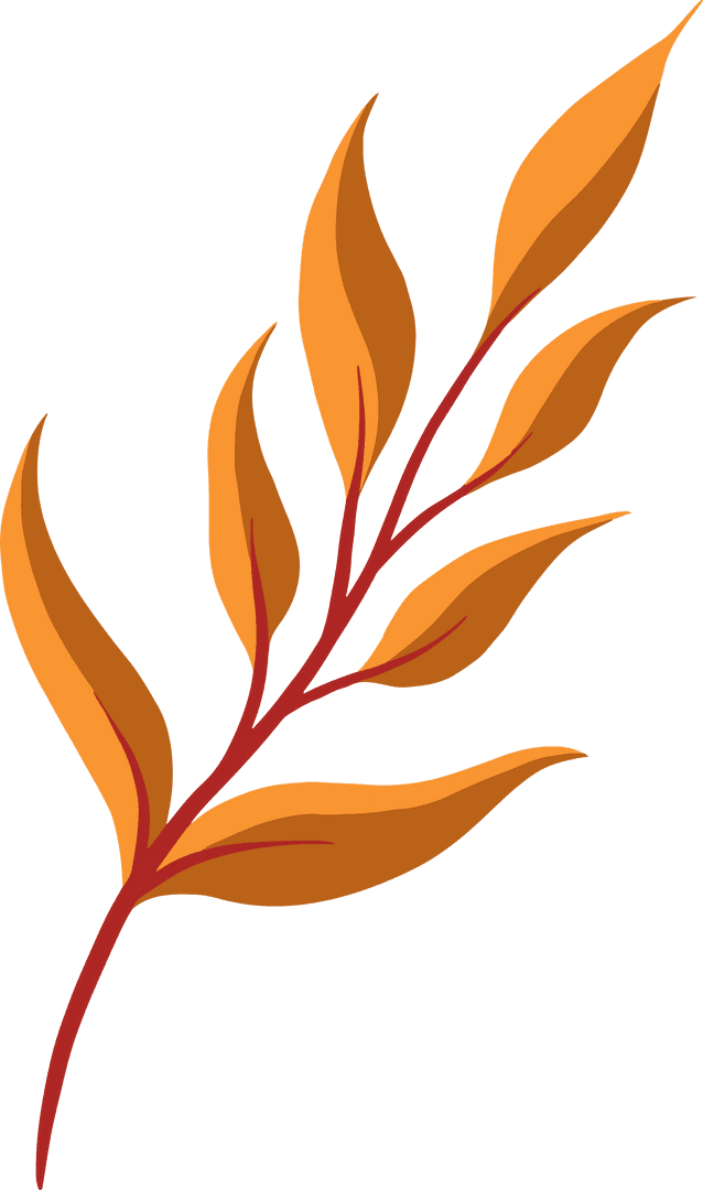 Stylized Orange Leaves on Transparent Background Illustration