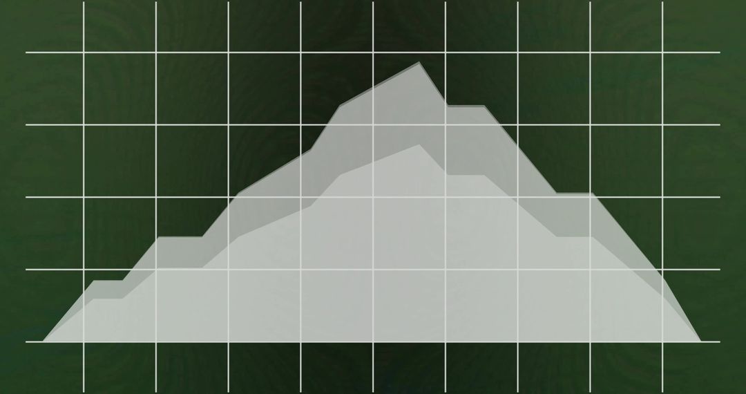 Digital Graph with Overlaying Blue Shapes on Green Grid Background