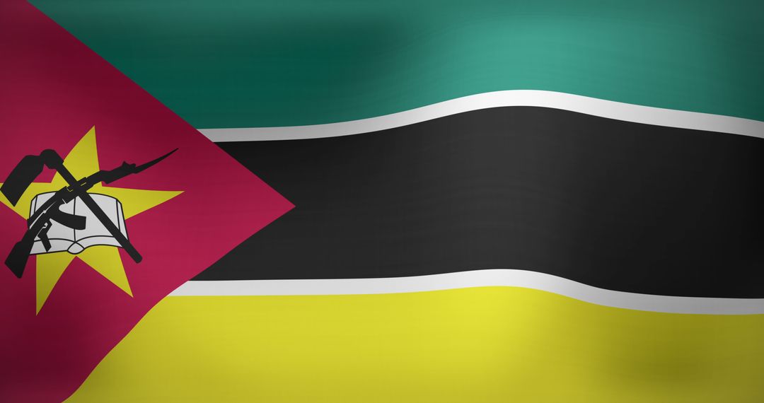 Waving Flag of Mozambique Emphasizing National Pride