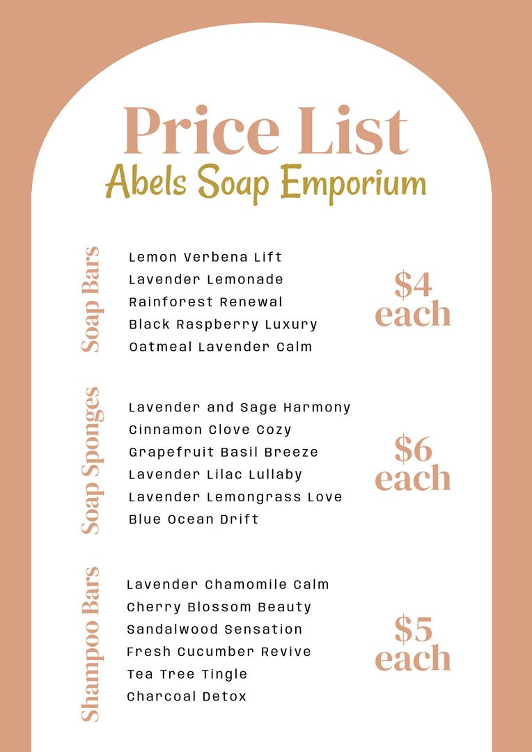 Soap Emporium Price List Decorative Template with Orange and White Theme - Download Free Stock Templates Pikwizard.com