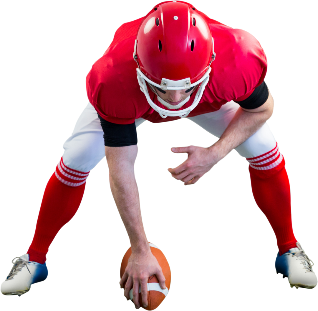 American Football Player in Action Pose in Red Gear, Transparent Background - Download Free Stock Images Pikwizard.com