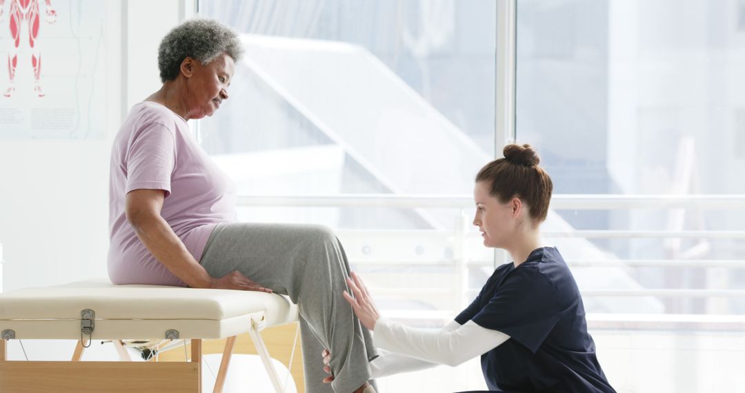 Healthcare Professional Assisting Senior Woman in Physical Therapy - Free Images, Stock Photos and Pictures on Pikwizard.com