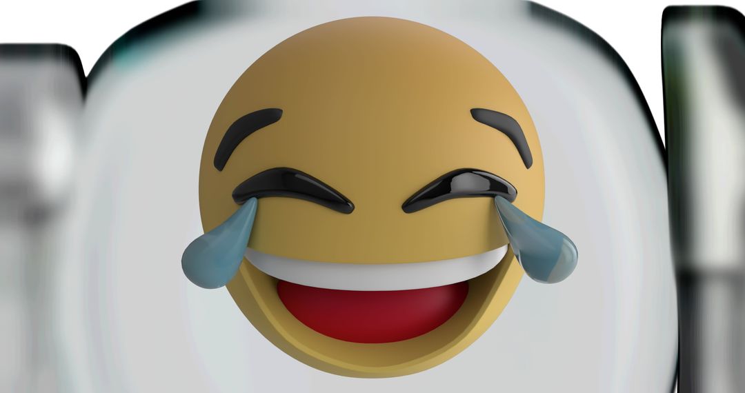 Funny Emoji with Tears of Joy on Glossy Background