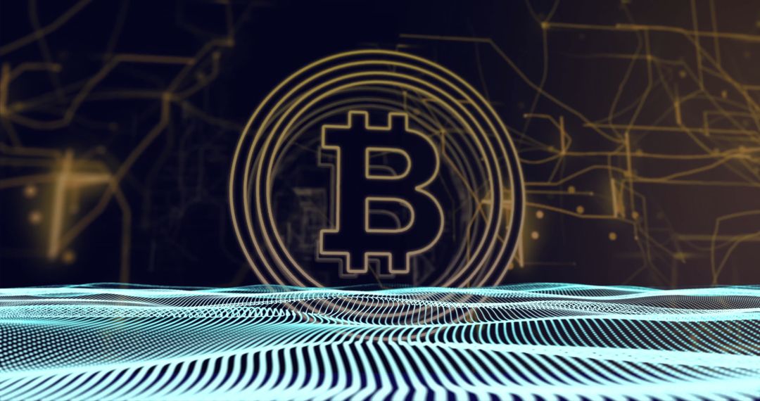 Bitcoin Symbol with Digital Network Connections