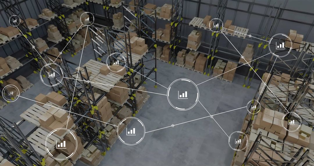 Warehouse Connected through Digital Interfaces and Technology