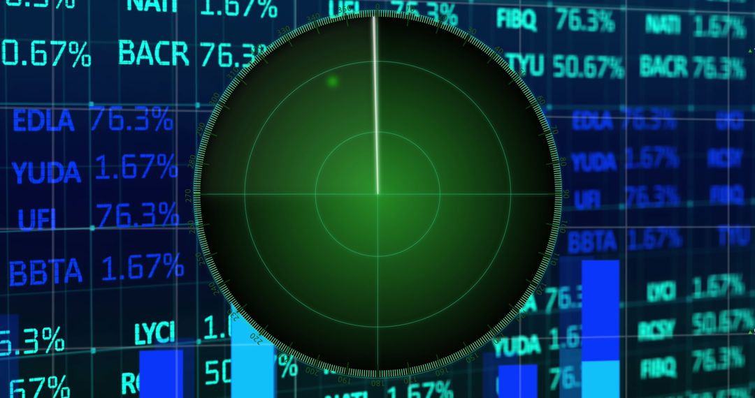 Radar Screen Over Financial Stock Exchange Display