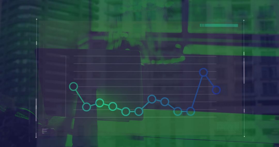 Data Visualization Overlay on Urban Cityscape Background