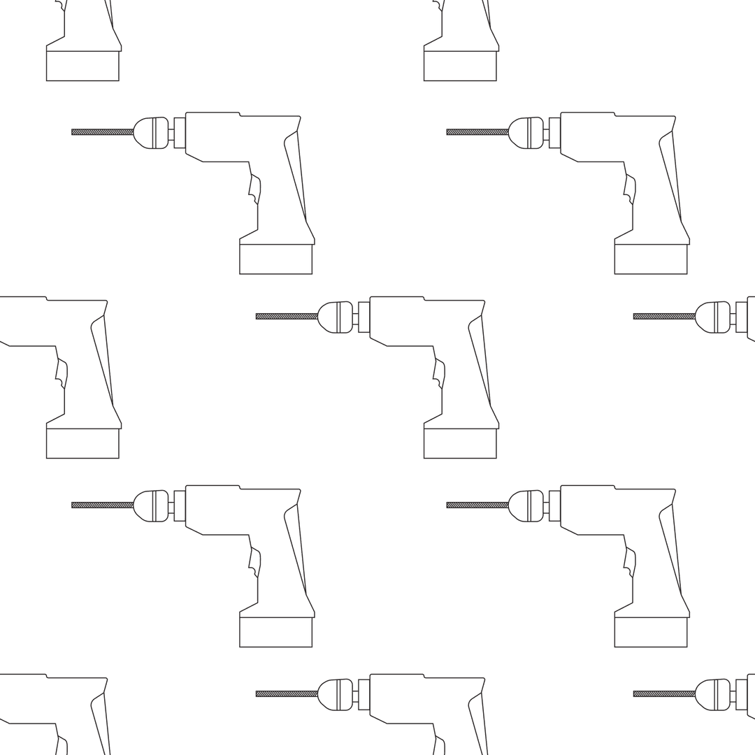 Black Drill Tool Pattern on Transparent Background