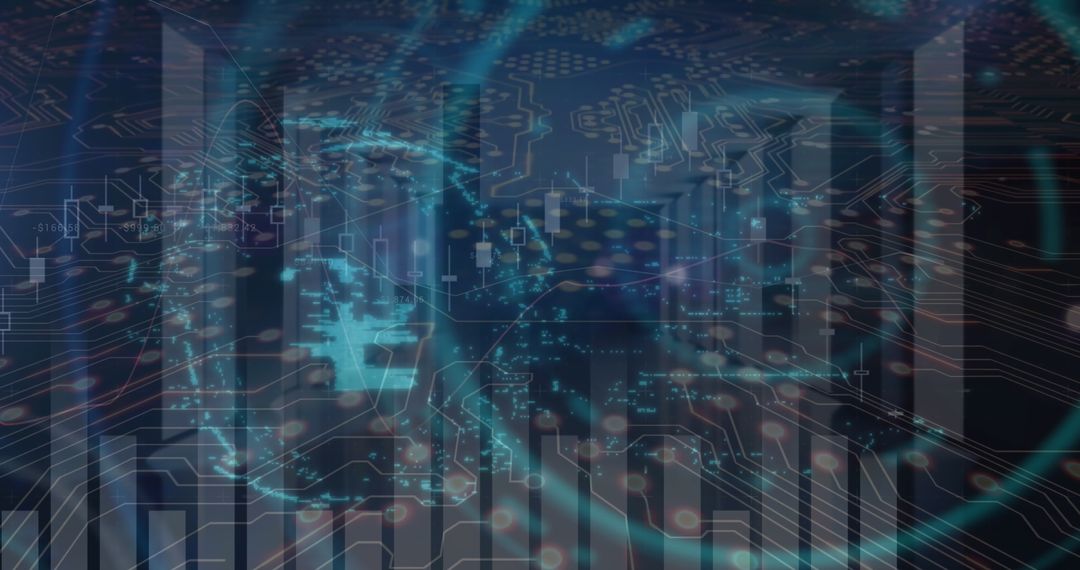 Abstract Digital Financial Data Overlay on Futuristic Screen
