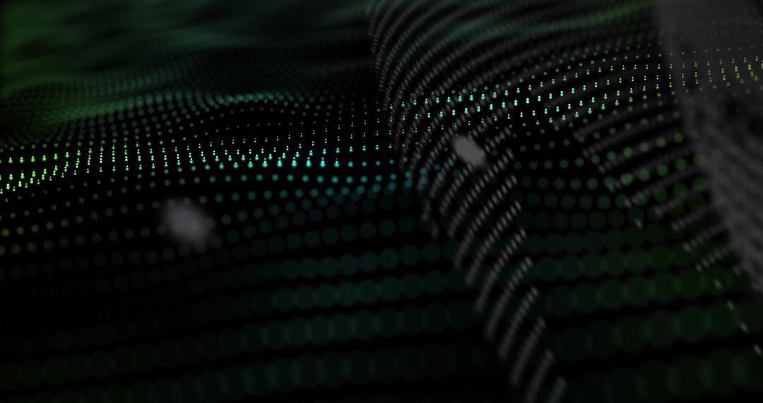 Futuristic 3D Wave Mesh with Glowing Dots in Digital Environment