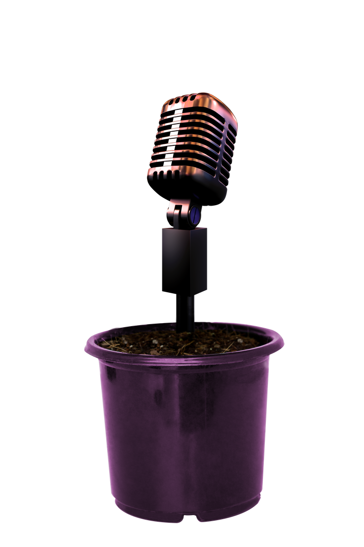 Retro Microphone in Flower Pot Transparent Background Creative Design - Download Free Stock Images Pikwizard.com